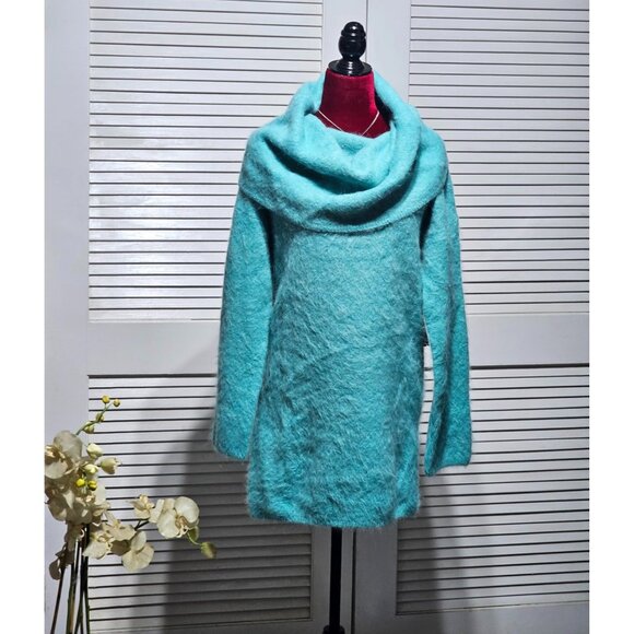 Banana Republic Wo's Aquamarine Alpaca Blend Cowl Neck Sweater Dress Sz S 2874 - Picture 1 of 11